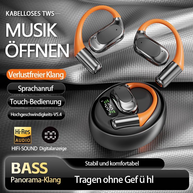 Bluetooth-Kopfhörer, Bluetooth 5.4-Sportkopfhörer, Open Ear übersetzungskopfhörer, IPX5 wasserdicht,