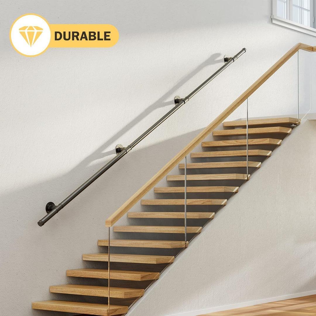 Handlauf für Treppen, Aomdom Handlauf Treppengeländer Innen und Aussen, Handlauf Schwarz mit Rutschf