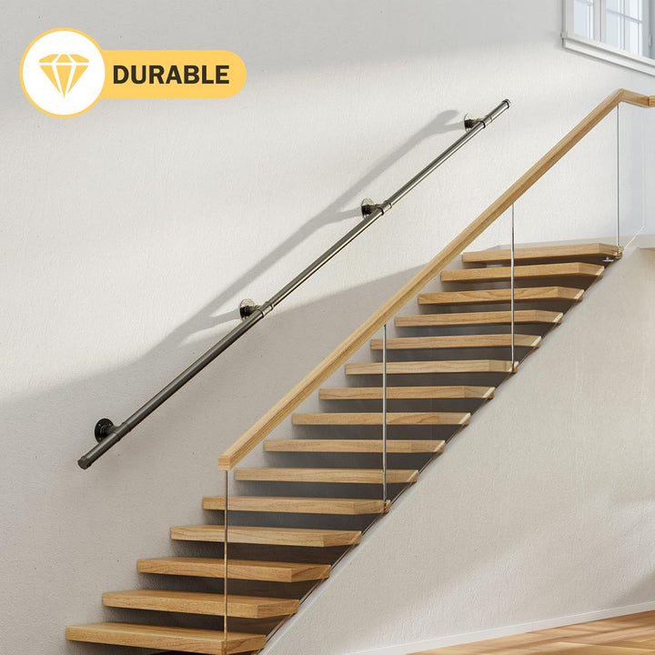 Handlauf für Treppen, Aomdom Handlauf Treppengeländer Innen und Aussen, Handlauf Schwarz mit Rutschf