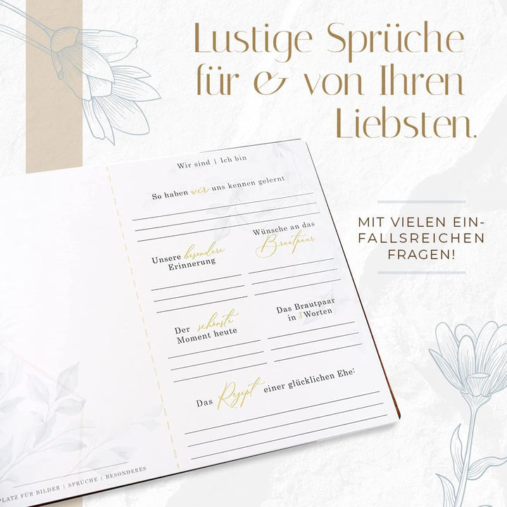 Hochzeitideal – Personalisierbares Gästebuch Hochzeit Tommi E13 mit 40 Seiten I Hochzeit Gästebuch a