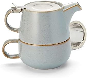 NEU teemando® Tea for one Set "Mans" + Tea for one Set "Tuva" Keramik, 4-teilig mit Edelstahlsieb- u