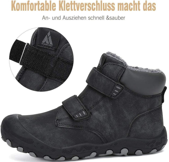 Mishansha Kinder Winterschuhe Gefüttert Winterstiefel für Jungen Mädchen Gr.24-38 34 EU Schwarz, 34