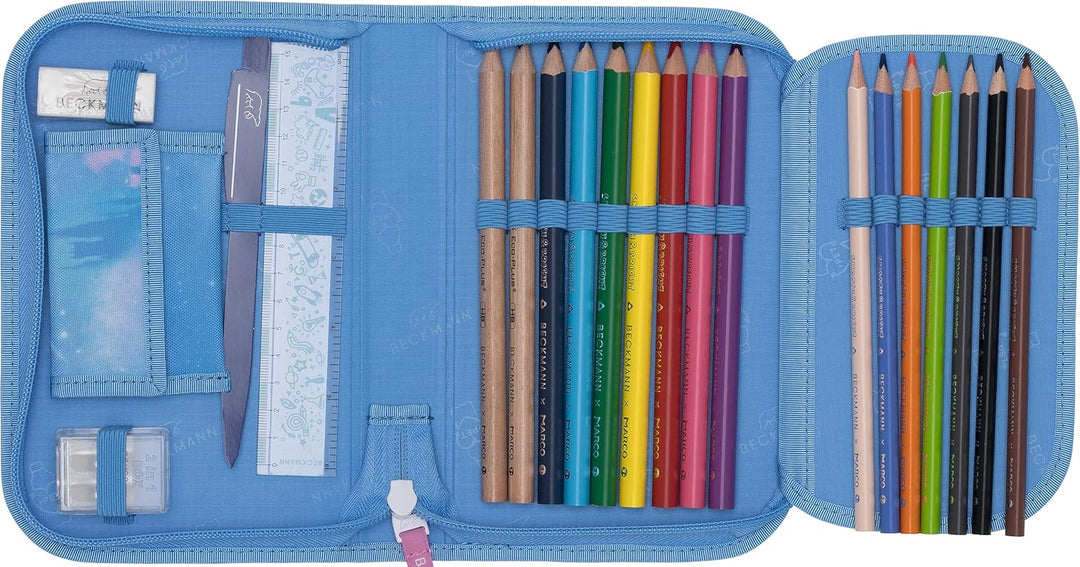 Beckmann, Federmappe Fairytale, mit Inhalt, Mäppchen Federtasche, Grundschule, 1. Klasse, Blue, Fair