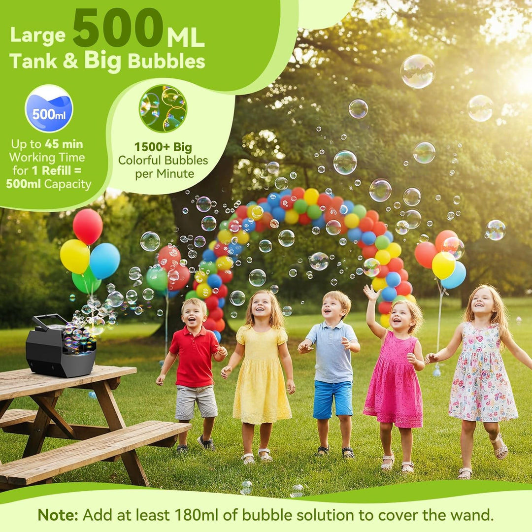 Theefun Tragbare Seifenblasenmaschine, Automatischer Seifenblasenmaschine Kinder 500ml Seifenblasen
