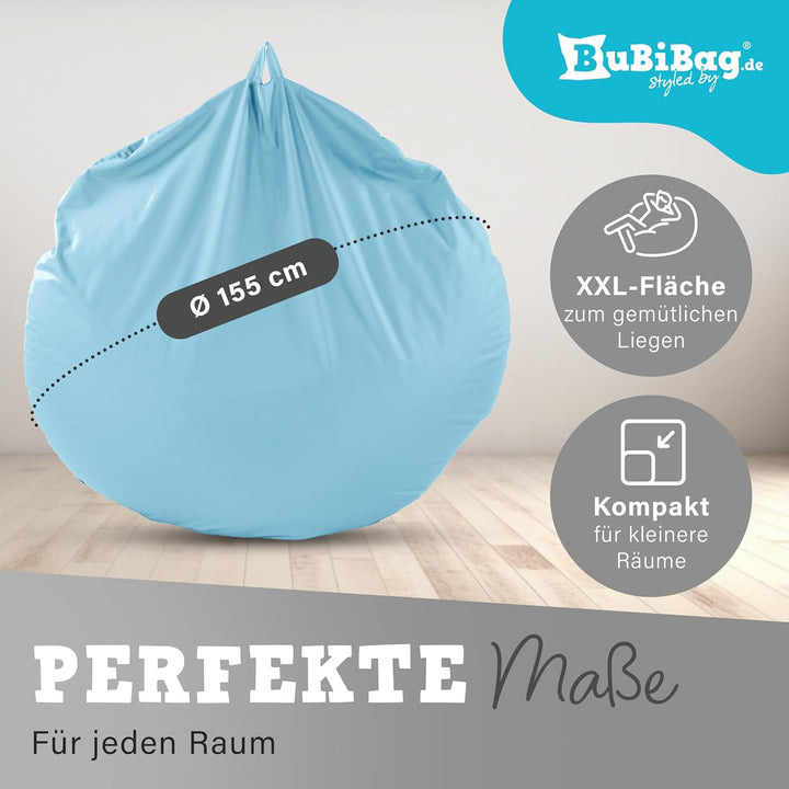 BuBiBag 2in1 Sitzsack L - XXL mit Füllung für Kinder & Erwachsene, Gaming Beanbag & Bodenkissen für