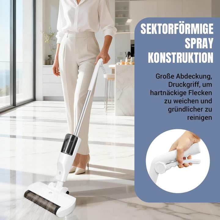 Elektro-Wischmopp & Scheuersauger 4-in-1 mit integriertem Sauger & rotierender Bürste für Hartböden,