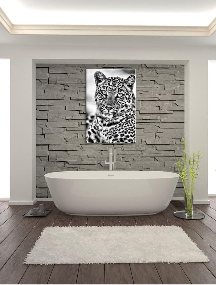 Pixxprint schöner Leopard als Leinwandbild/Grösse: 100x70 / Wandbild/Kunstdruck/fertig bespannt, 100