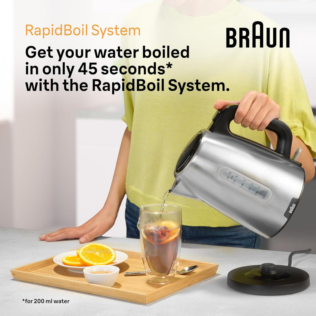 Braun PurShine Wasserkocher WK1500 BK – Teekocher mit 360° Basis, Abschaltautomatik, 1,7 L Füllmenge