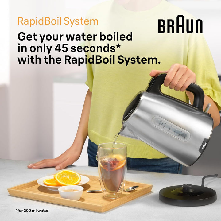 Braun PurShine Wasserkocher WK1500 BK – Teekocher mit 360° Basis, Abschaltautomatik, 1,7 L Füllmenge