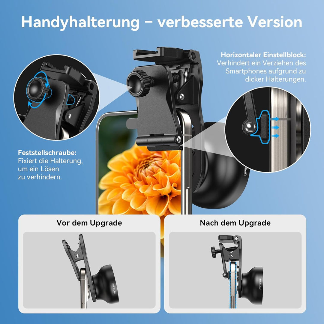APEXEL HB100 Ultra HD Handy Makroobjektiv mit 52 mm CPL & Sternfilter, F1.05-Blende & AF-Beschichtun