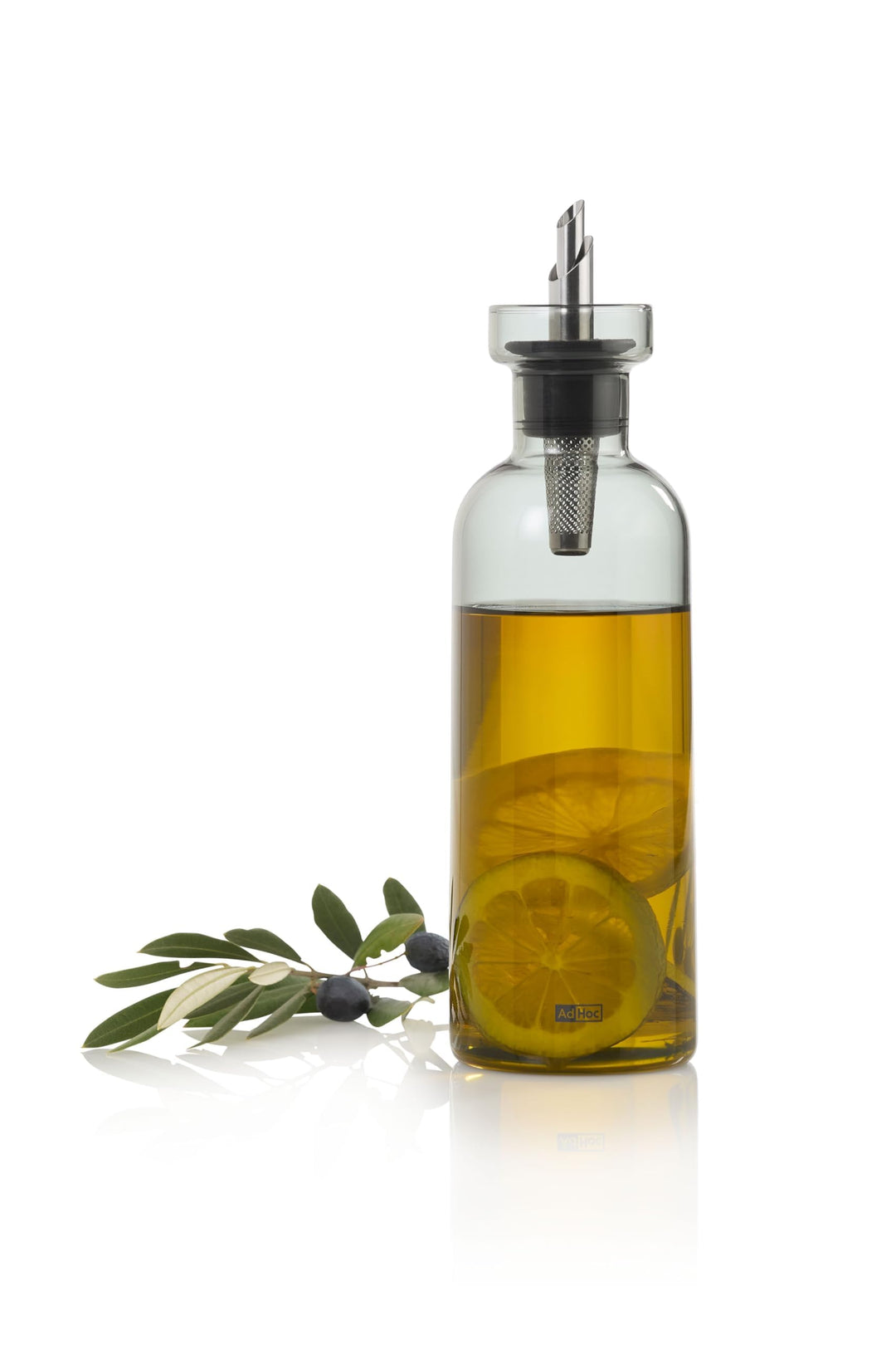 AdHoc BZ78 Ölspender oder Essigspender AromaPour aus Borosilikatglas in Grau | elegante Olivenölflas