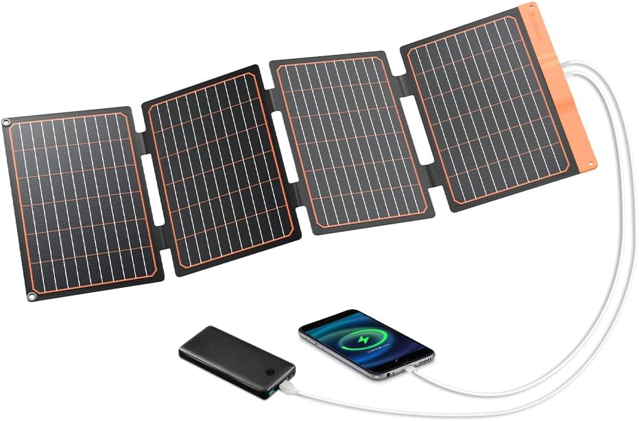 40W Kleines USB Solarpanel Ladegerät, 18W USB-A USB-CPD2.0 Tragbar Faltbar für Notfälle Monokristall