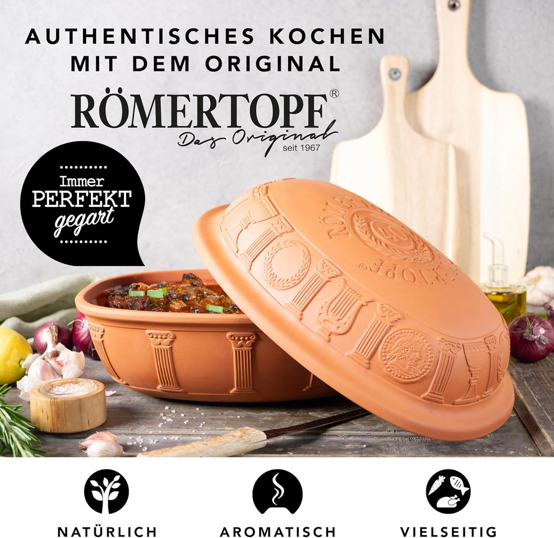 Römertopf Bräter Dampfgarer 40 Jahre Jubiläums-Edition 3,5 Liter, 34,0 x 26,0 x 19,0cm, Oval, Terrak