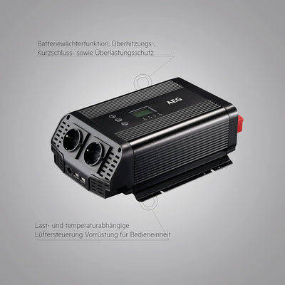 AEG Automotive Sinus-Spannungswandler 600 W, 12 V DC auf 230 V AC, mit App-Steuerung, Lüftersteuerun