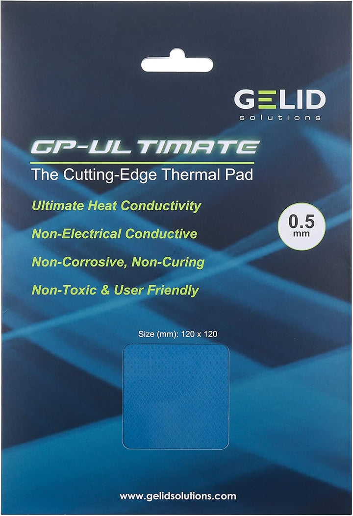 Gelid Solutions Ultimate GP-Ultimate-Thermopad 120x120x0.5mm. Ausgezeichnete Wärmeleitung. Einfache