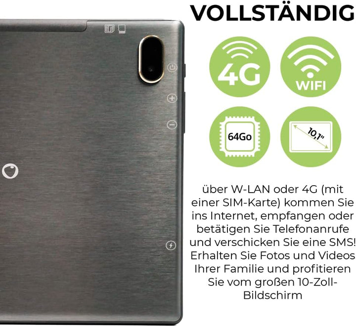 Ordissimo - Tablet Celia für Senioren - Einfache Bedienung - Grosses 10 Zoll Display mit Touchscreen