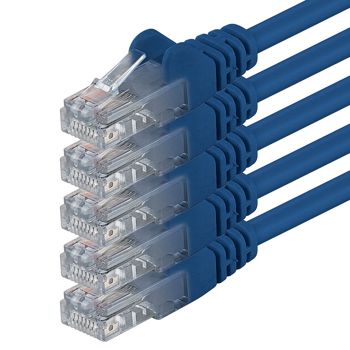 1aTTack.de 10m - blau - 5 Stück - (PACK) - CAT.6 CAT6 Ethernet-Lan-Netzwerk-Kabel 1000 Mbit/s Patchk