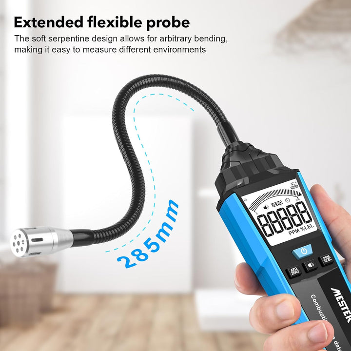 Gasmelder Erdgas MESTEK Gaslecksuchgerät Tragbarer Leckdetektor Digitalanzeige mit Akustischem Alarm