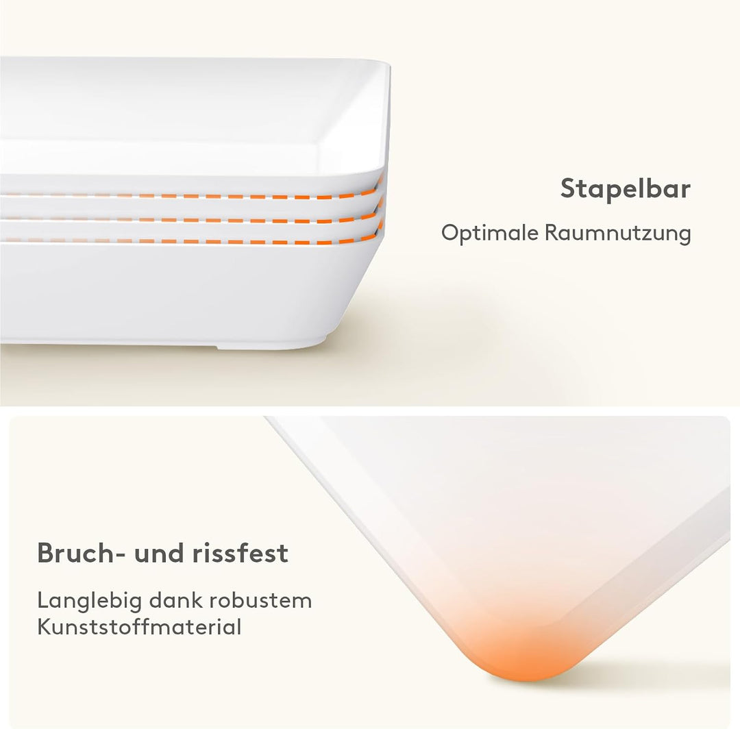 Lifewit 4 Stück Grosse Servierplatte Kunststoff, 40,6 x 30,5cm, Tablett Weiss | BPA-frei Serviertabl