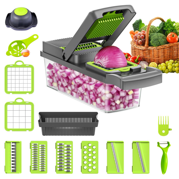 ALIANSHENG 14 In 1 Gemüseschneider,Multifunktion Gemüse Schneider,Vegetable Chopper,Würfelschneider