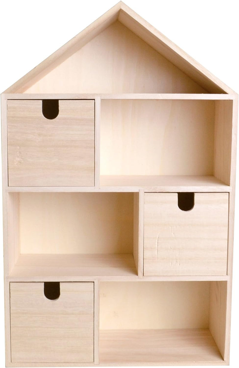Artemio 14002224 Haus zum Dekorieren mit 3 Schubladen Holz 30,5 x 48,5 x 12 cm