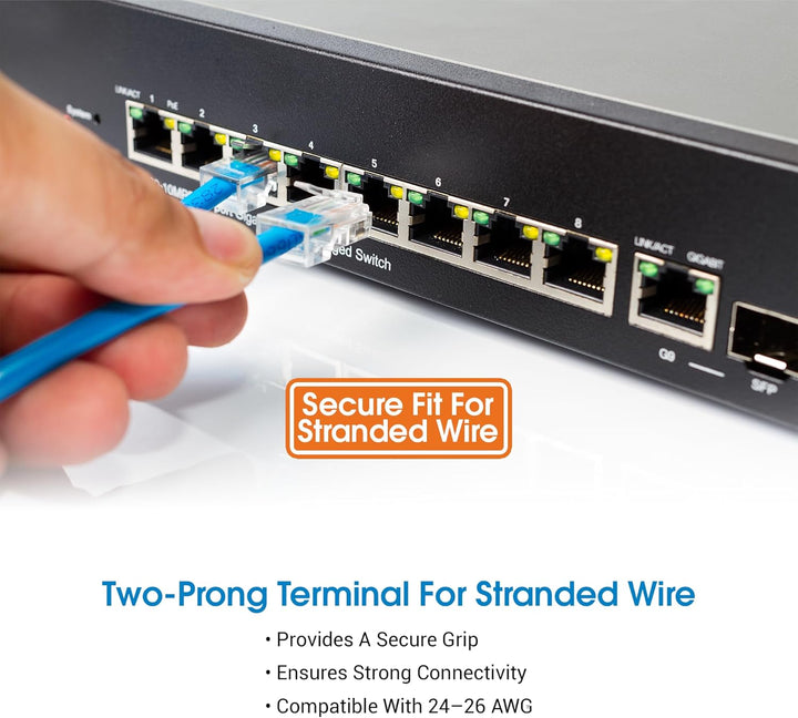 Intellinet 100er Pack Cat6 RJ45 Modularstecker (UTP, 2-Punkt-Aderkontaktierung) 502344 100 Stk Cat6