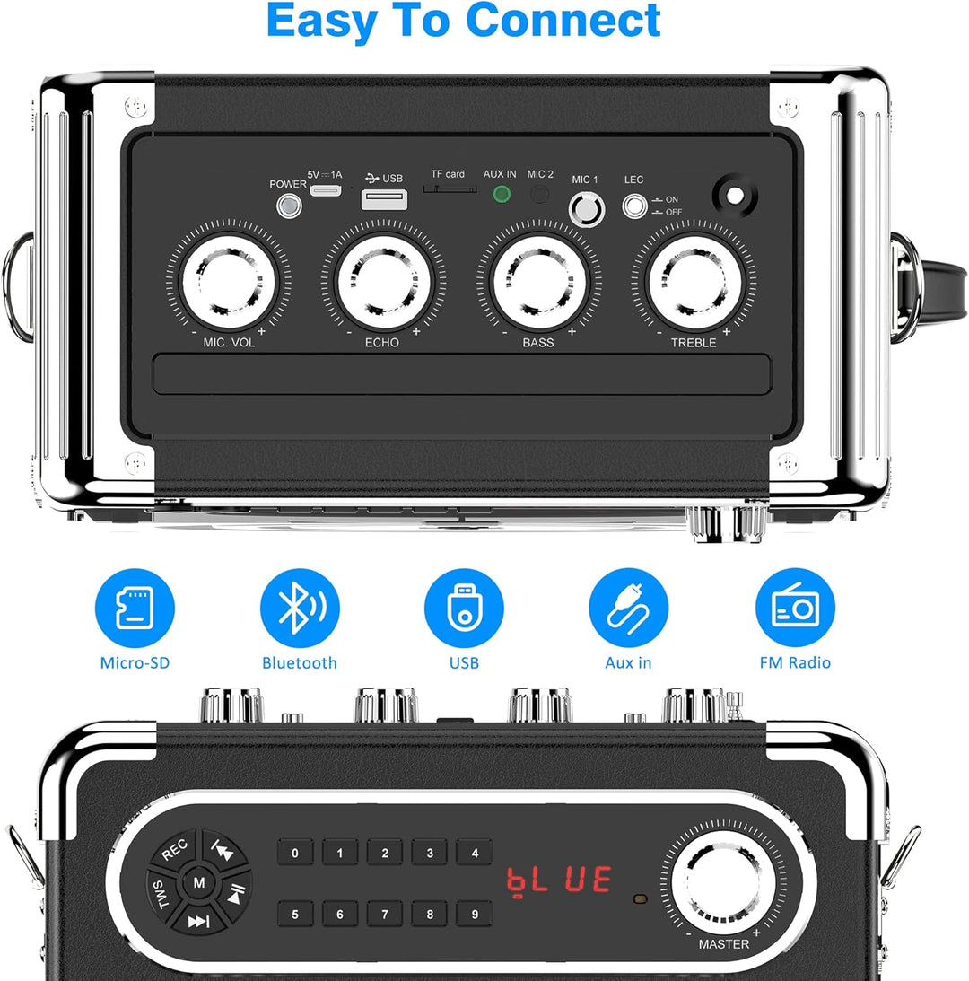 JYX Karaoke Maschine, Karaoke Anlage mit 3 Mikrofonen, Tragbare Bluetooth Lautsprecher für Erwachsen