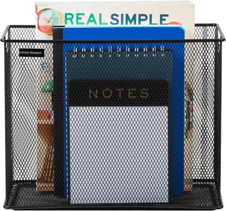 Mind Reader Vertical Storage Basket, Letter Size, Hanging Files or Folders and Magazines, Desktop Or
