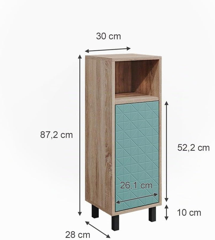 Vicco Midischrank Agasta, Mintgrün/Sonoma, 30 x 87.2 cm Mintgrün Badschrank, Mintgrün Badschrank