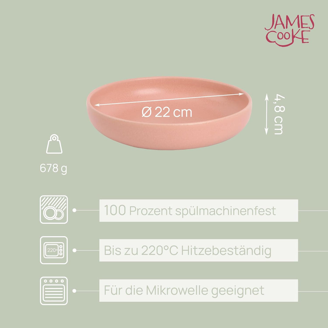 James Cooke - Bliss - Tiefe Teller Ø22cm - 2er‑Set – Rosa – Steinzeug – Spülmaschinen- & Hitzebestän