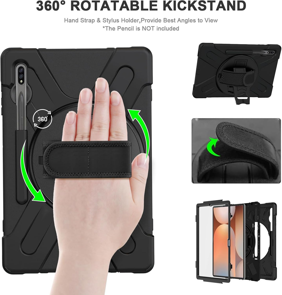 Gerutek Hülle für Samsung Galaxy Tab S7 FE/Tab S8 Plus/Tab S7 Plus 12,4 Zoll mit Displayschutz, Stos
