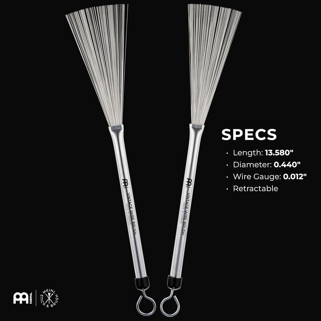 Meinl Stick & Brush Vintage Wire Brush - Schlagzeugbesen - Drumsticks - Jazz Besen (SB309), Vintage