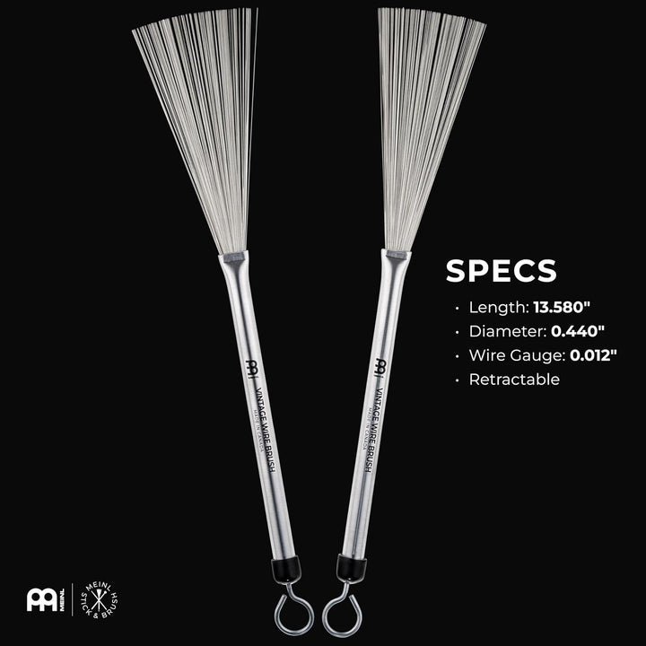 Meinl Stick & Brush Vintage Wire Brush - Schlagzeugbesen - Drumsticks - Jazz Besen (SB309), Vintage