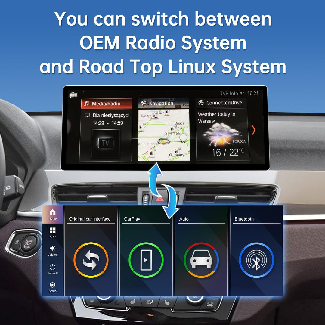 Road Top 12,3 Zoll Ultraschmaler Autoradio Carplay für BMW X1 F48 mit EVO | 2016-2019 Jahr, Linux HD