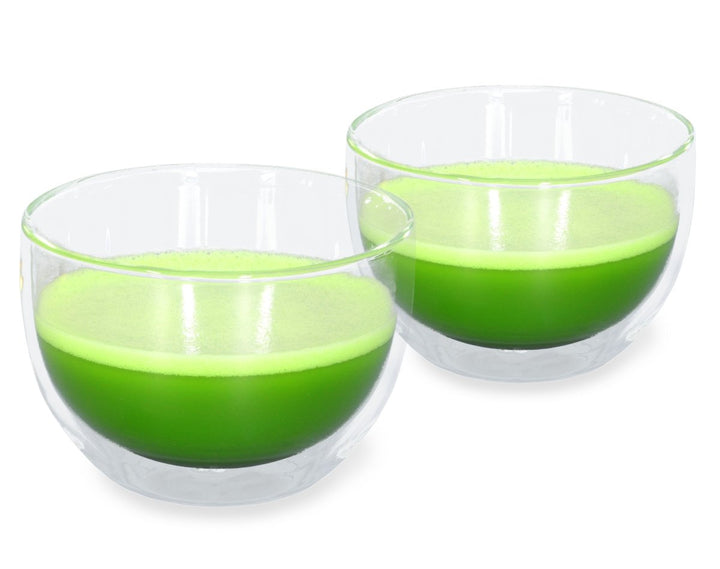 Matcha Schalen Set 2 teilig, je 400ml aus doppelwandigem Thermo-Glas, Original Aricola®