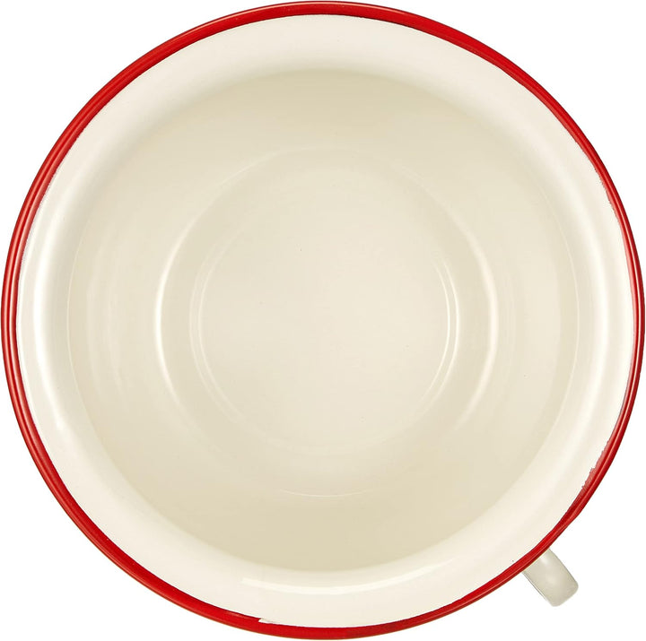 IBILI Chamber Pot 3,5 l of Enamelled Steel in White/red, 24 x 24 x 5 cm