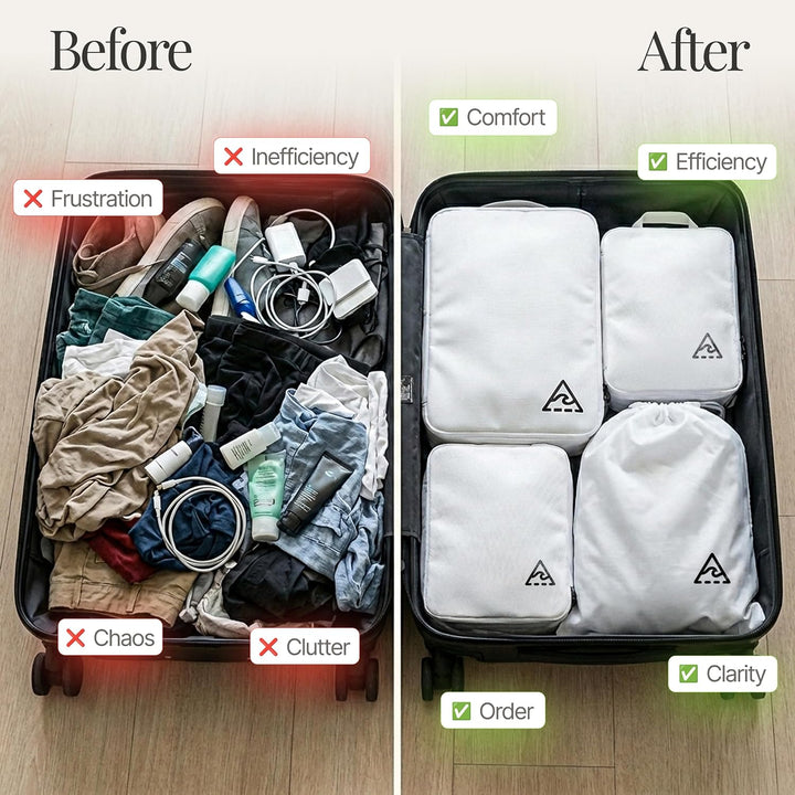 Deluxe Kompressions-Verpackungswürfel für Reisen, Platz maximieren im Gepäck, patentiertes HybridMax