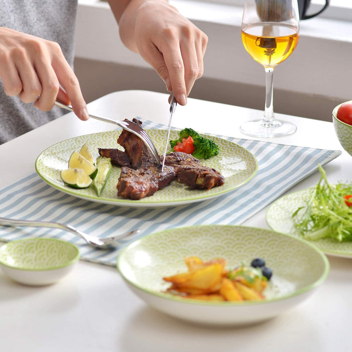 vancasso Natsuki 8 tlg. Porzellan Suppenteller, Ø 21,5 cm Tiefteller Set,700ml Mehrfarbig 8 Stück Na