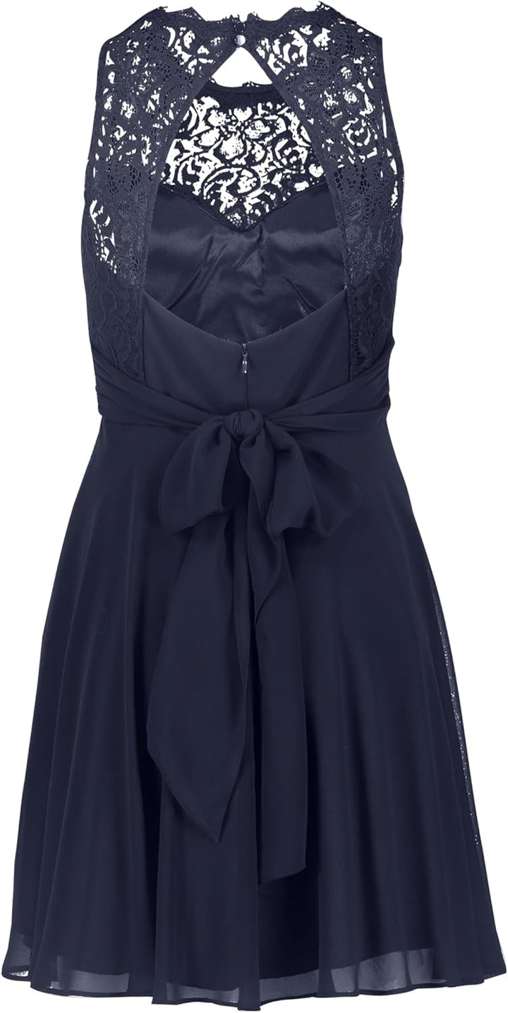 Vera Mont Damen Abendkleid mit Spitze 32 Blau, 32 Blau