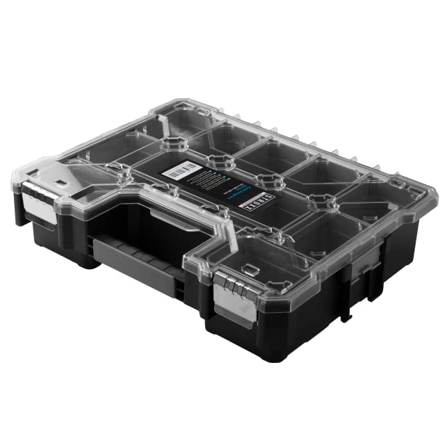 STROXX® Sortimentskasten 454x360x105mm - Werkzeugbox mit vielen Fächern - stapelbar für Garage/Werks