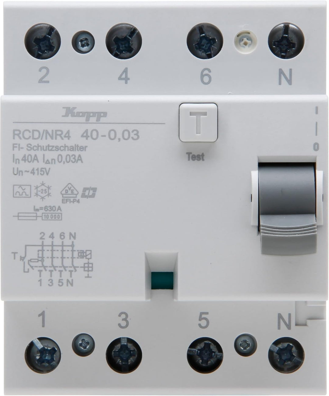 Kopp Fehlerstrom-Schutzschalter, RCD, 40 A, 30mA, 4-polig, 754048099 40A/30mA, 40A/30mA