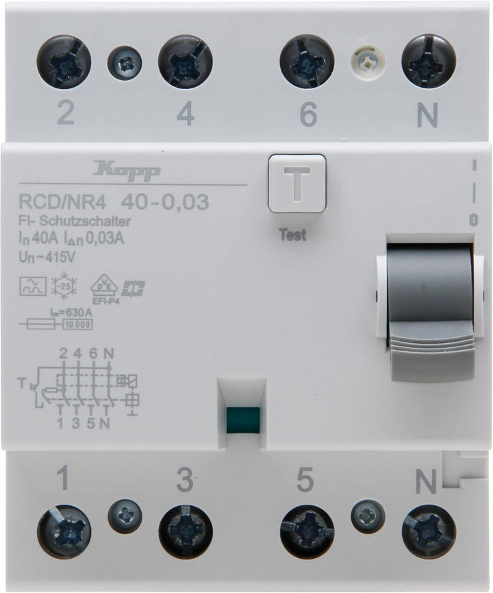 Kopp Fehlerstrom-Schutzschalter, RCD, 40 A, 30mA, 4-polig, 754048099 40A/30mA, 40A/30mA