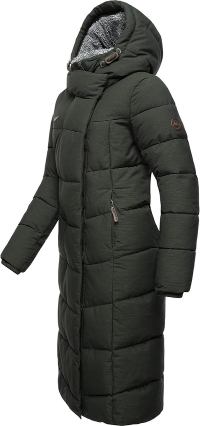 Ragwear Damen atmungsaktiver Wintermantel Warmer wasserdichter Steppmantel lang mit Kapuze Pavla Lon