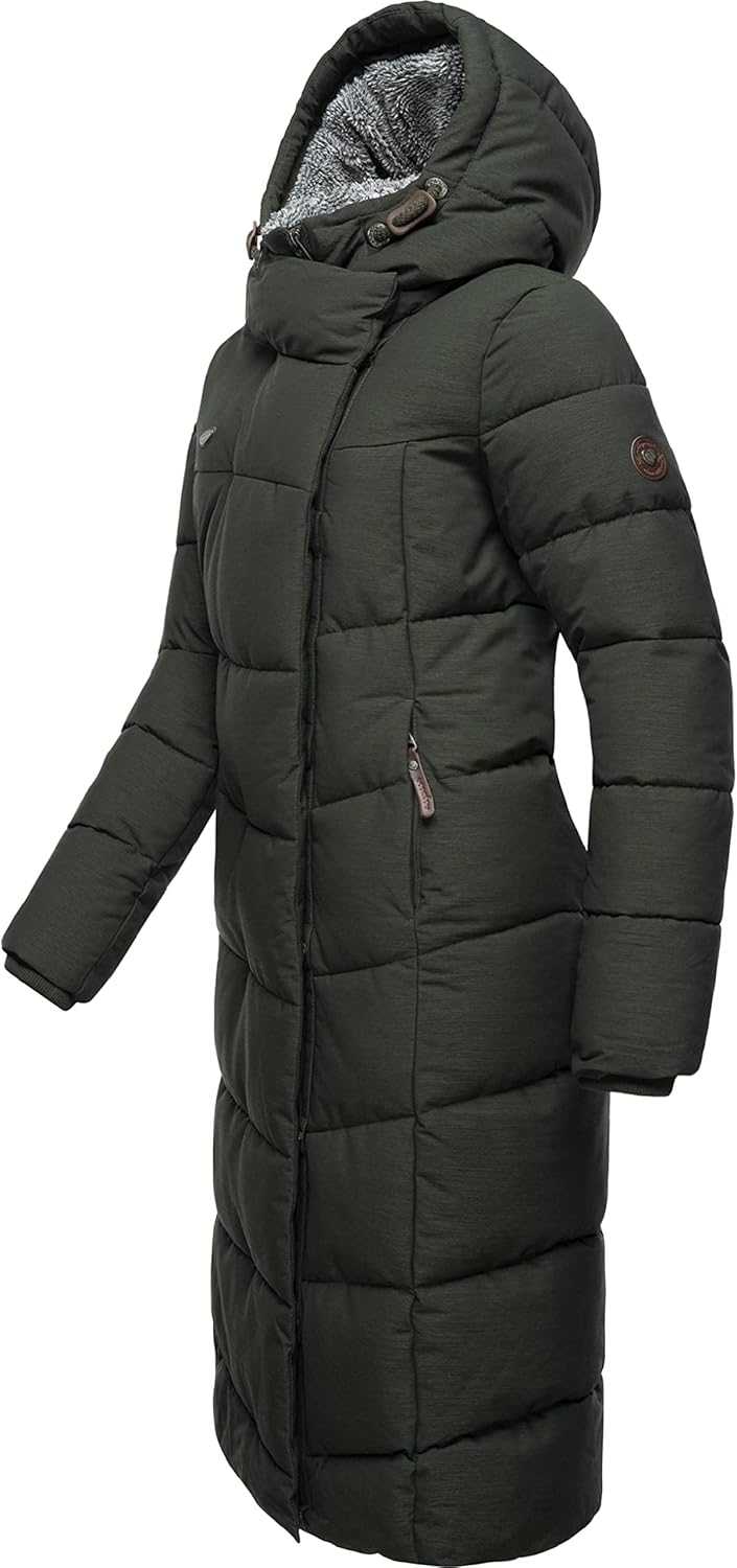 Ragwear Damen atmungsaktiver Wintermantel Warmer wasserdichter Steppmantel lang mit Kapuze Pavla Lon
