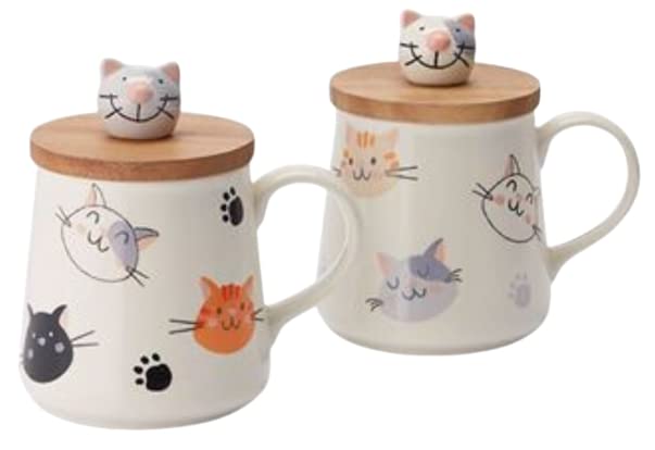 Cha Cult teemando® Becher Herbie Keramik mit Holzdeckel (Akazie) und Keramikfigur 2-fach sortiert, 0