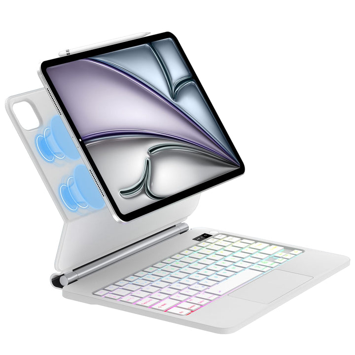 Magic Keyboard für iPad Air 13" M4 2026/M3 2025/M2 2024 &amp; iPad 12.9, Weiss | Freischwebendes Stand D