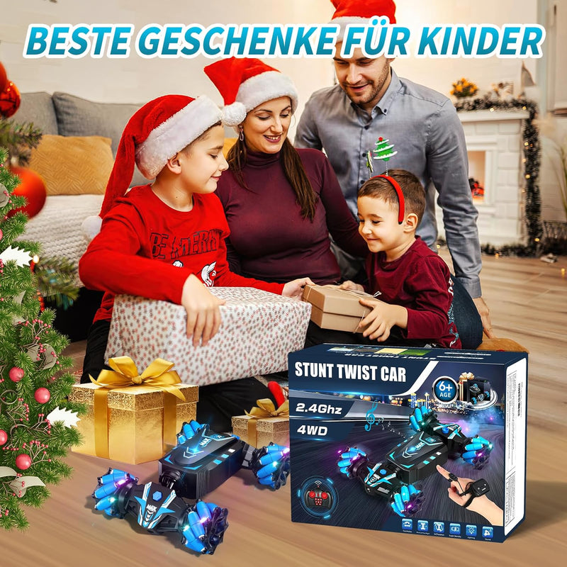 AYIQUTY Ferngesteuertes Auto für Kinder, RC Stunt Car mit Licht und Sprühen, 4WD 2,4 GHz Geländewage