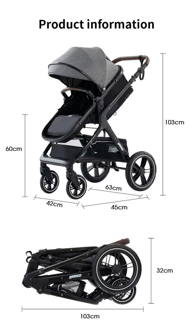 GLOKID Kinderwagen 3 in 1,Reisesysteme, Buggy mit Umkehrbarem Zwei-Wege-Schub,Babywanne Buggy&Sports