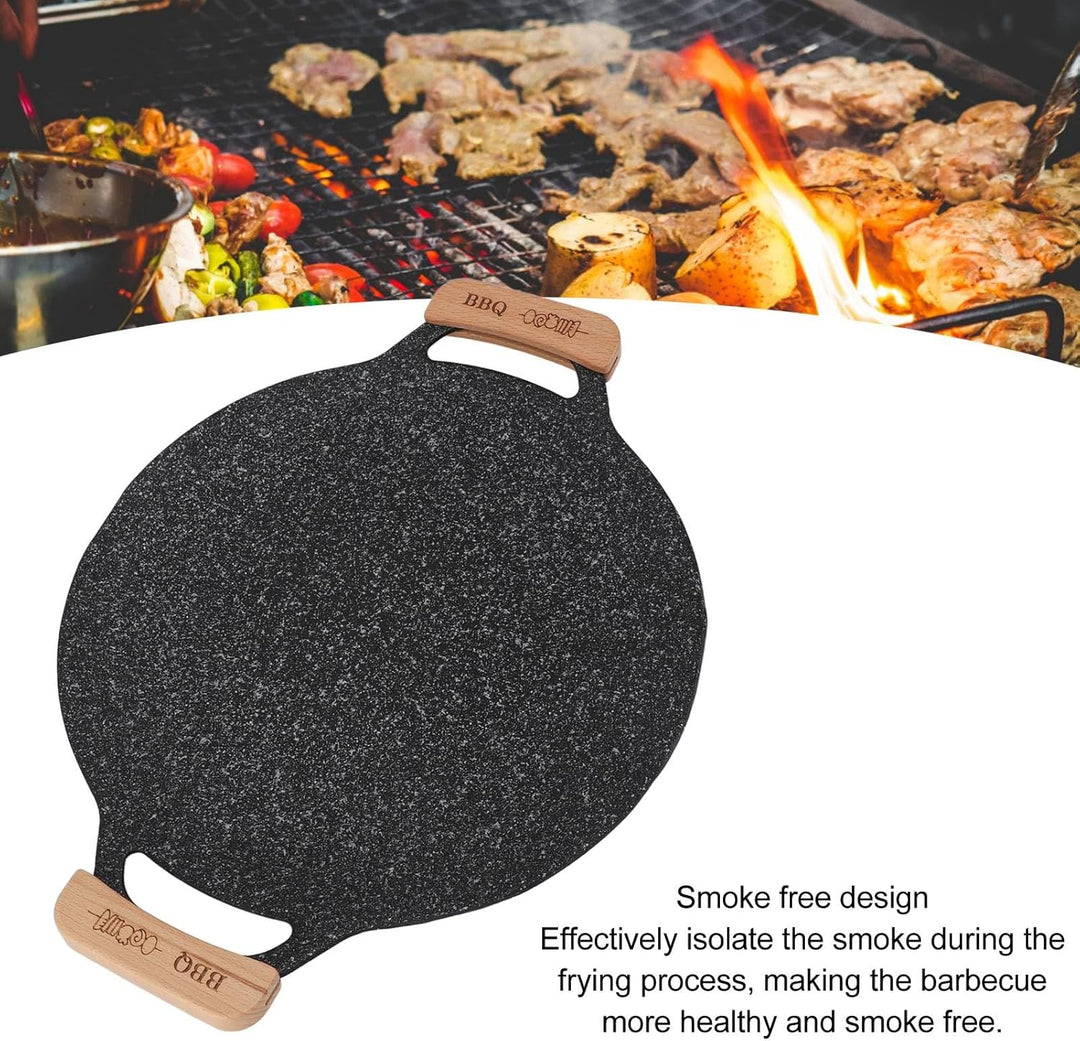 Zerodis BBQ-Grillpfanne, Runde Grillplatte aus Antihaftbeschichtetem Eisen für Camping (Gross: 50 cm
