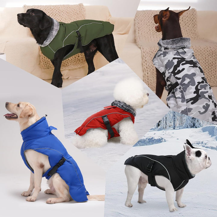 DENTRUN Hundemantel Grosse Hunde, Ärmellose wasserdichte Hundejacke, Hunde Reflektierende Fleecejack
